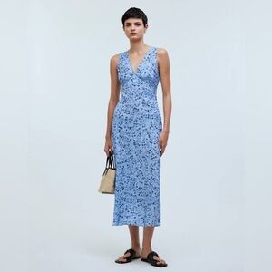 Madewell Ariana Midi dress floral blue Size 2, barely worn, like new condition